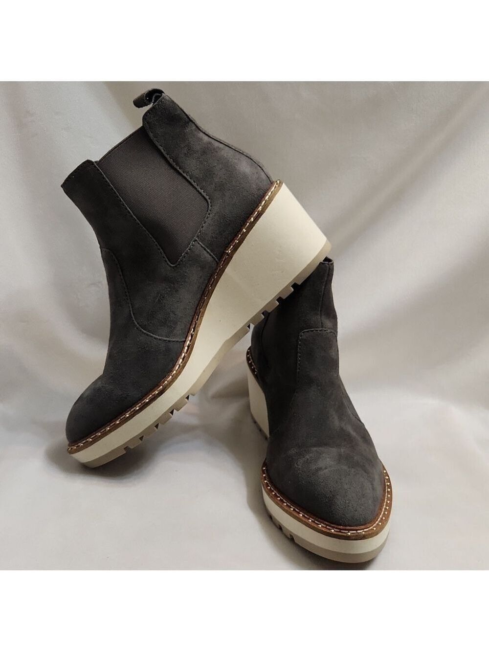 Cecelia New York Gemma Slip-on Suede Low Wedge Ankle Boots (W Size 8.5)